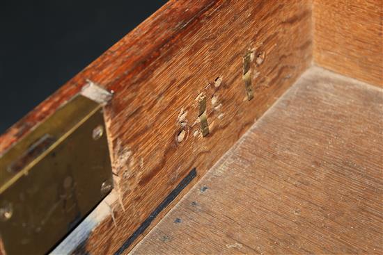 An early 18th century walnut and featherbanded bureau, W.3ft